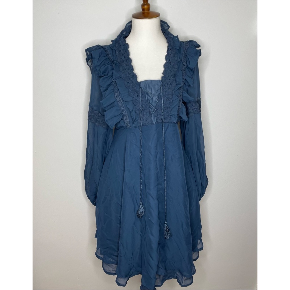 NWT Goodnight Macaroon Bell Sleeve Ruffle Trim Dress